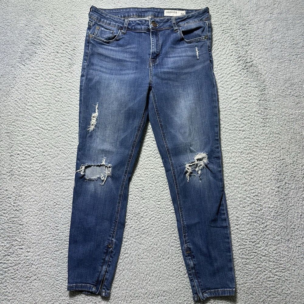 Pistola Womens distress cropped jeans with‎ distressing Size 30